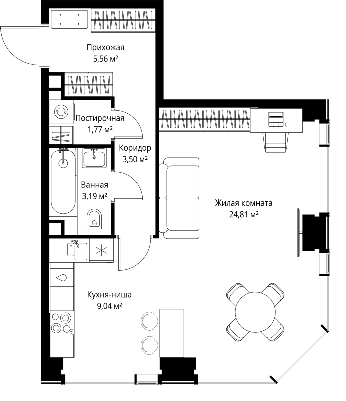 Студия 47,9 м²