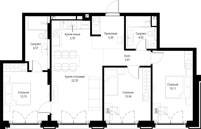 4 ккв (Евро) 87,9 м²