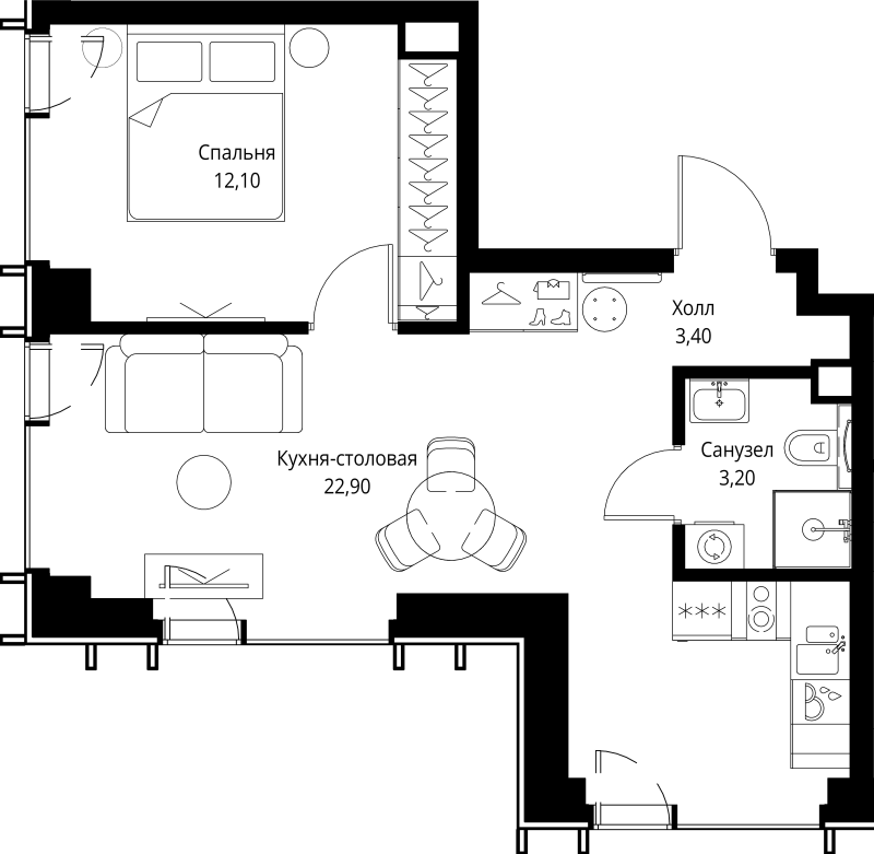 2 ккв (Евро) 41,6 м²