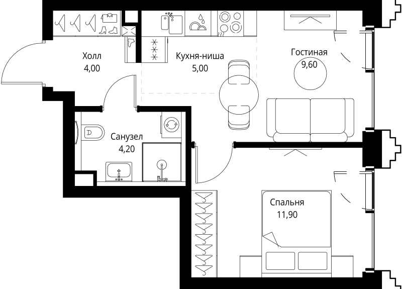 1 ккв 35,1 м²