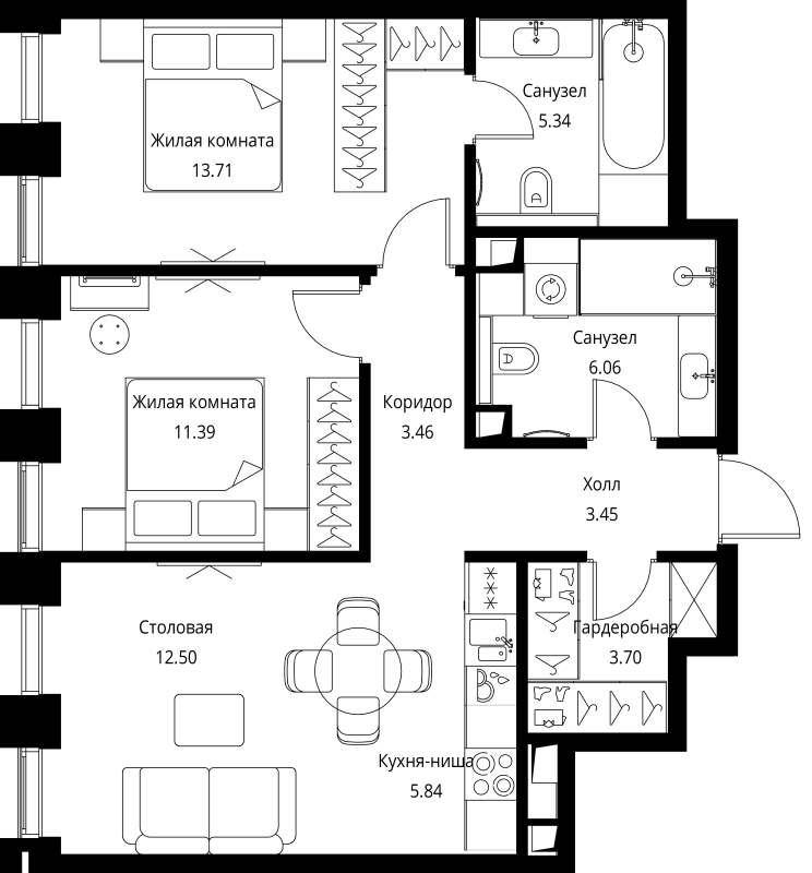 3 ккв (Евро) 65,5 м²