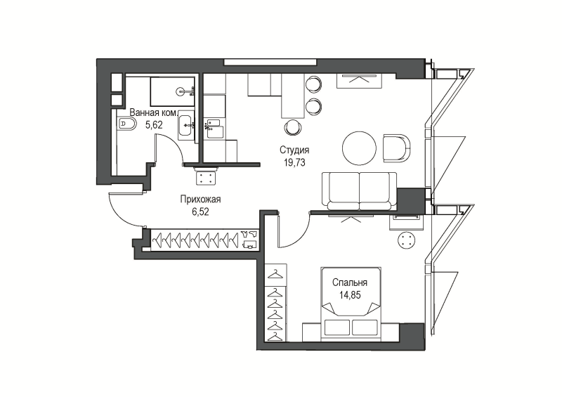 2 ккв (Евро) 47,2 м²