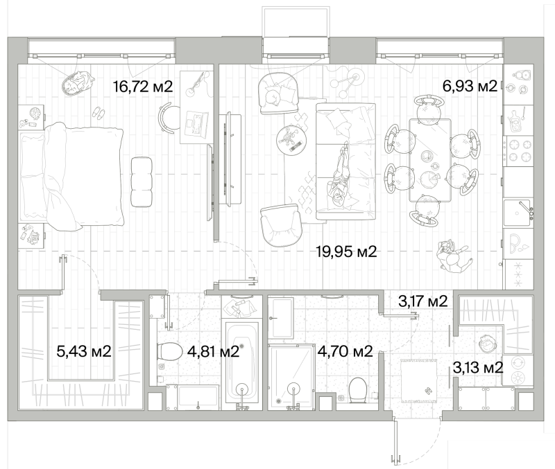 2 ккв (Евро) 64,8 м²