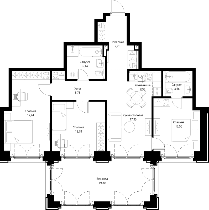 4 ккв (Евро) 106,1 м²