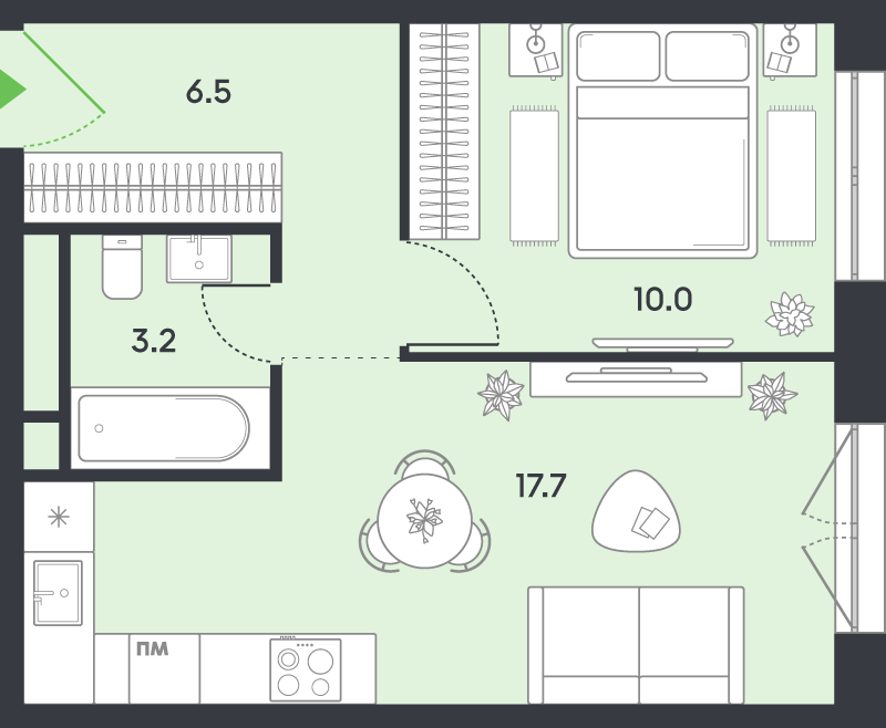 2 ккв (Евро) 37,4 м²