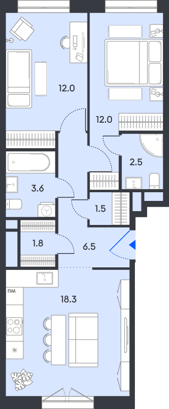 3 ккв (Евро) 58,2 м²