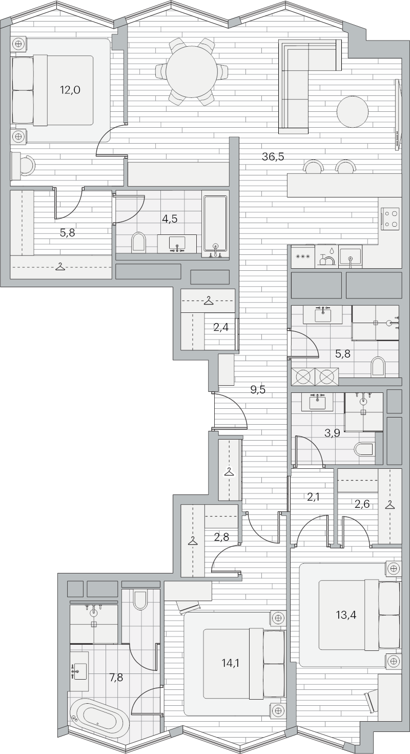 4 ккв (Евро) 125,2 м²