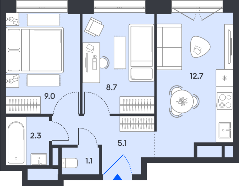 2 ккв 38,9 м²