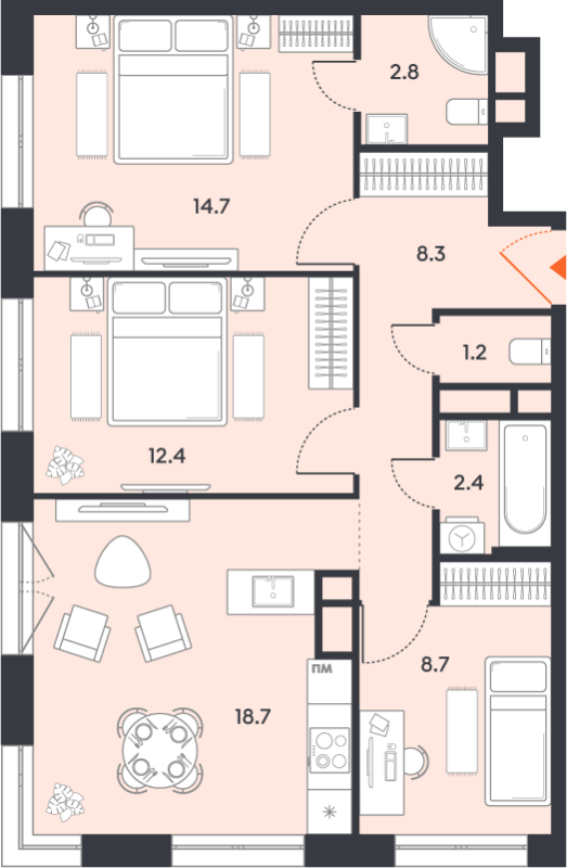 4 ккв (Евро) 69,2 м²