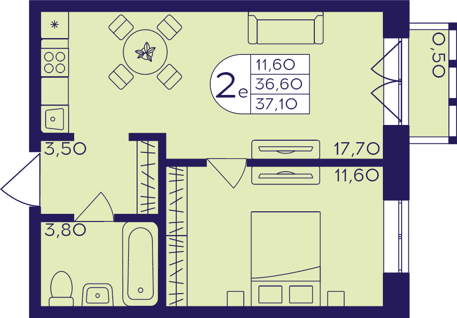 2 ккв (Евро) 37,1 м²