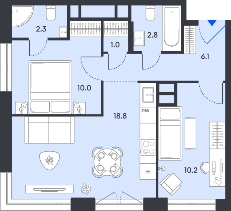 3 ккв (Евро) 51,2 м²