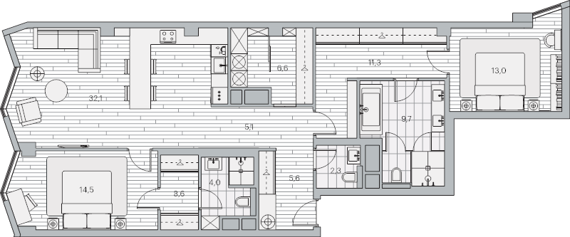3 ккв (Евро) 107,7 м²