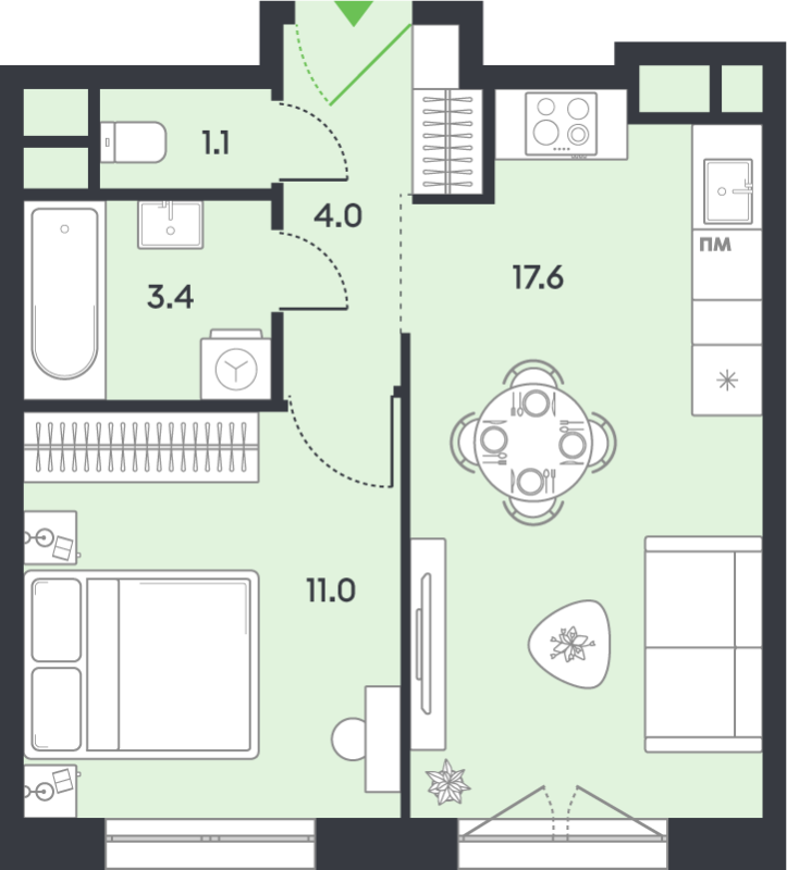 2 ккв (Евро) 37,1 м²