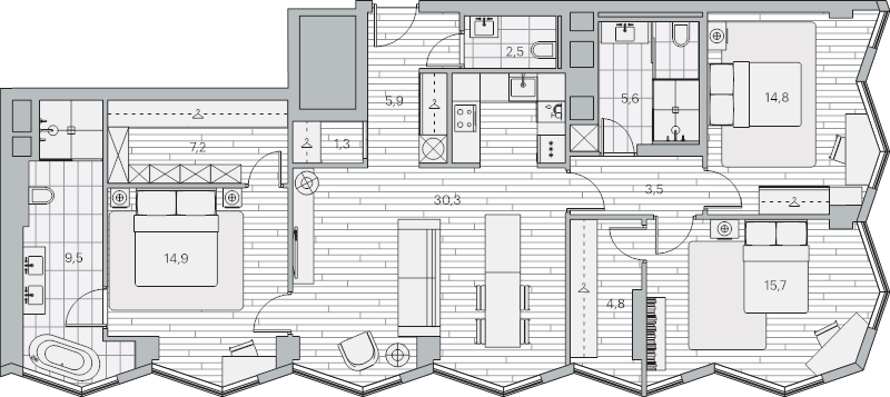 4 ккв (Евро) 114,9 м²