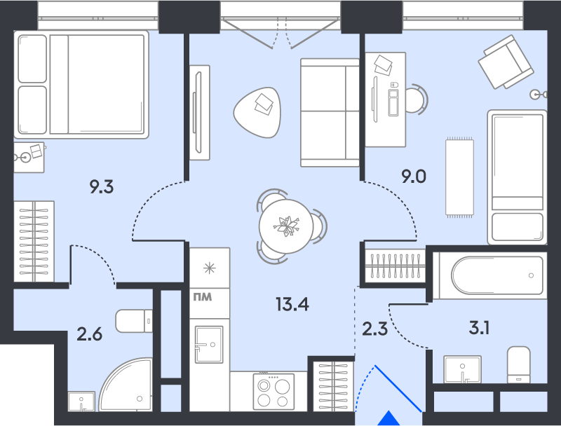 2 ккв 39,7 м²