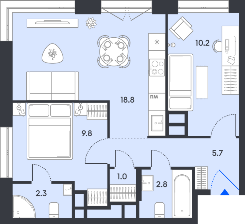 3 ккв (Евро) 50,6 м²
