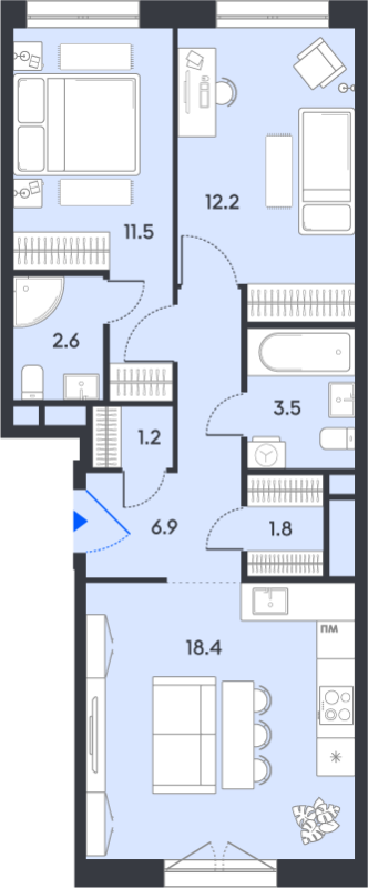 3 ккв (Евро) 58,1 м²