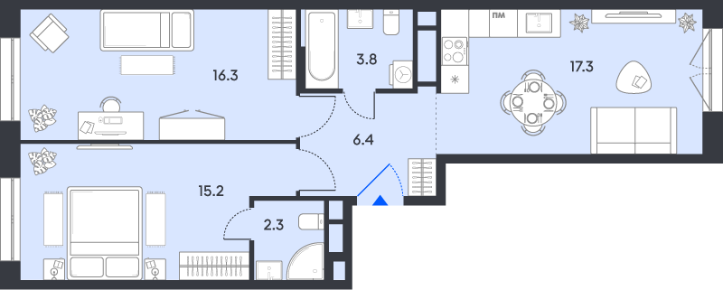 3 ккв (Евро) 61,3 м²