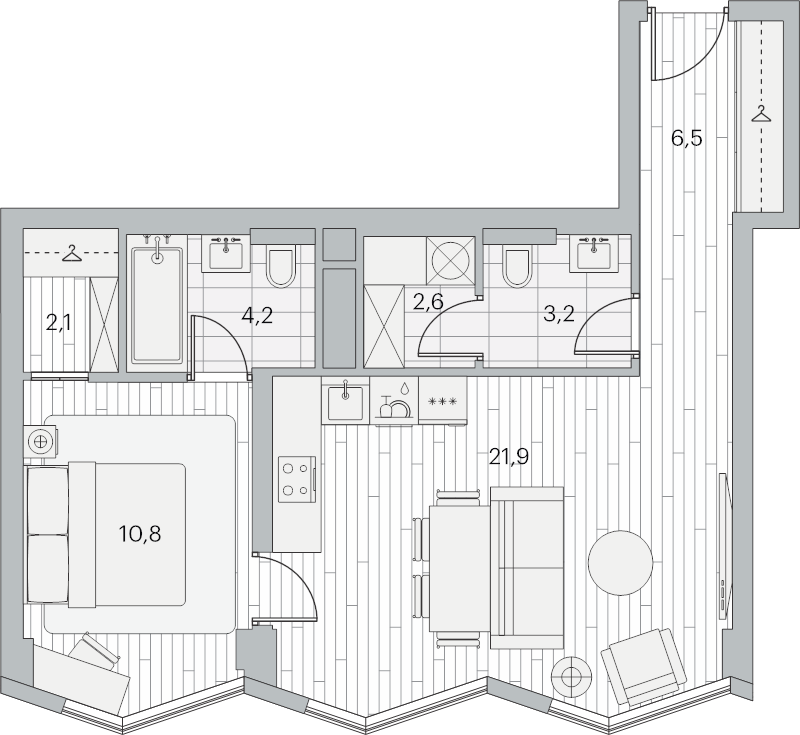2 ккв (Евро) 51,1 м²