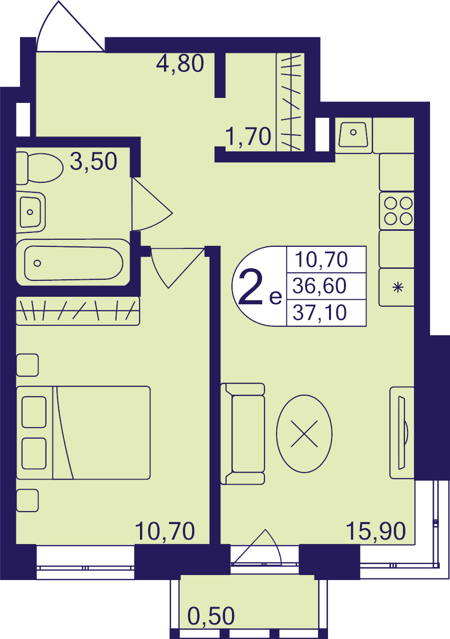 2 ккв (Евро) 37,1 м²