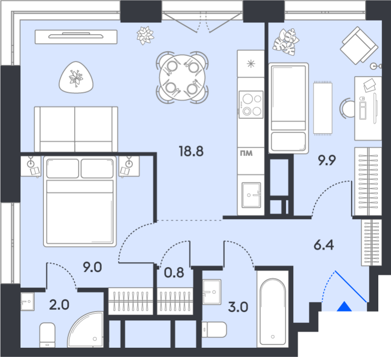 3 ккв (Евро) 49,9 м²