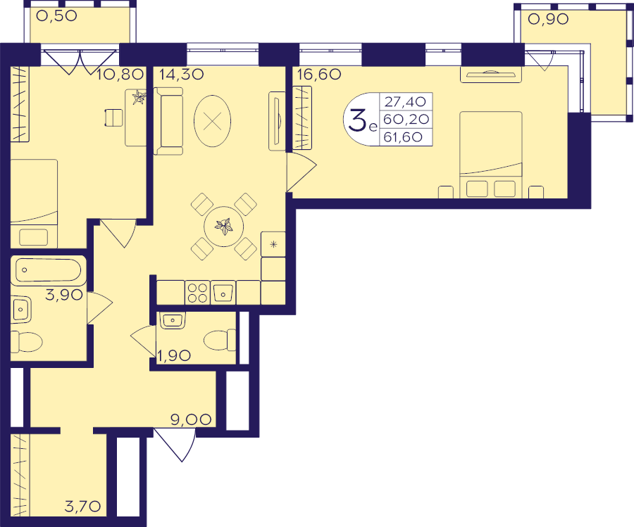 2 ккв 61,6 м²