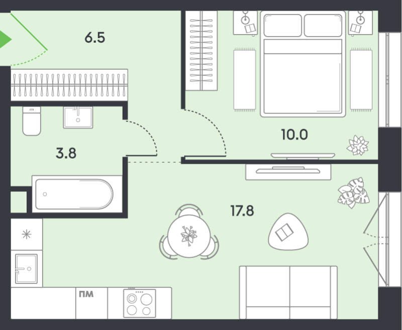 2 ккв (Евро) 38,1 м²