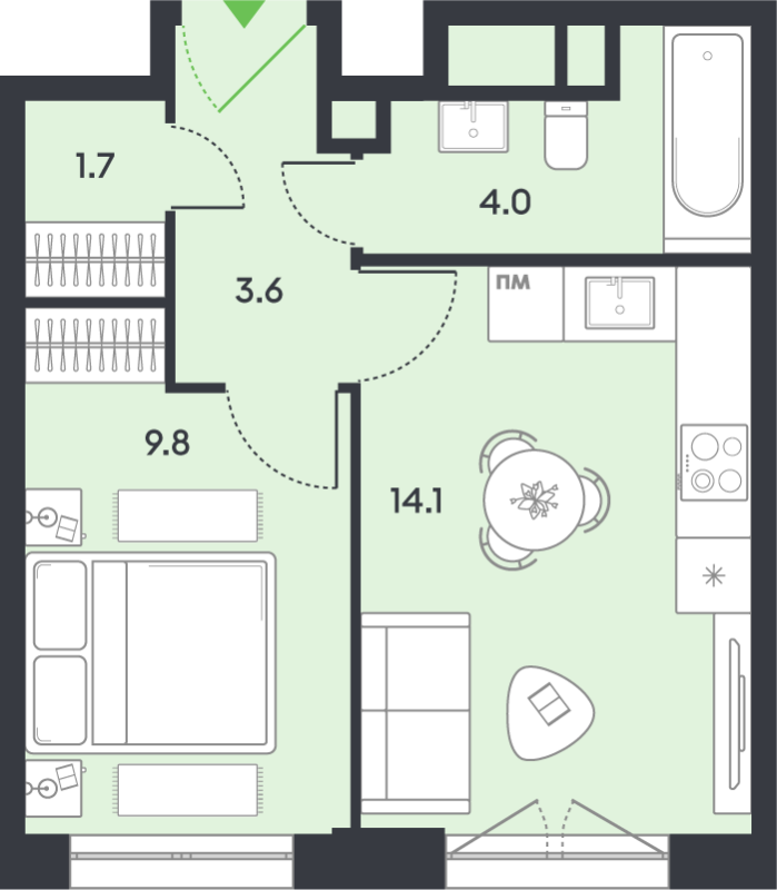 1 ккв 33,2 м²