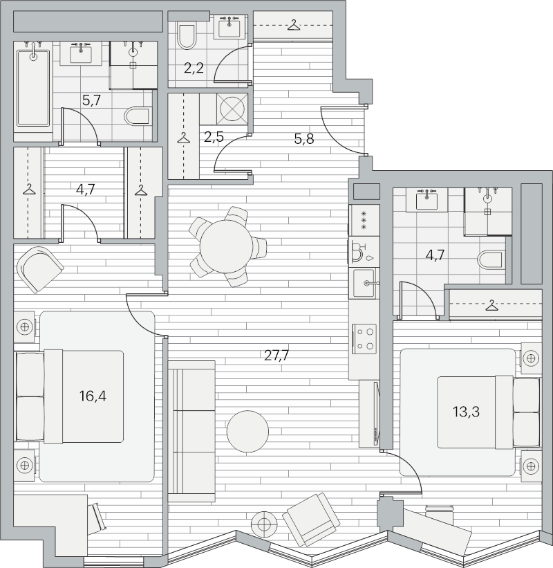 3 ккв (Евро) 83,5 м²