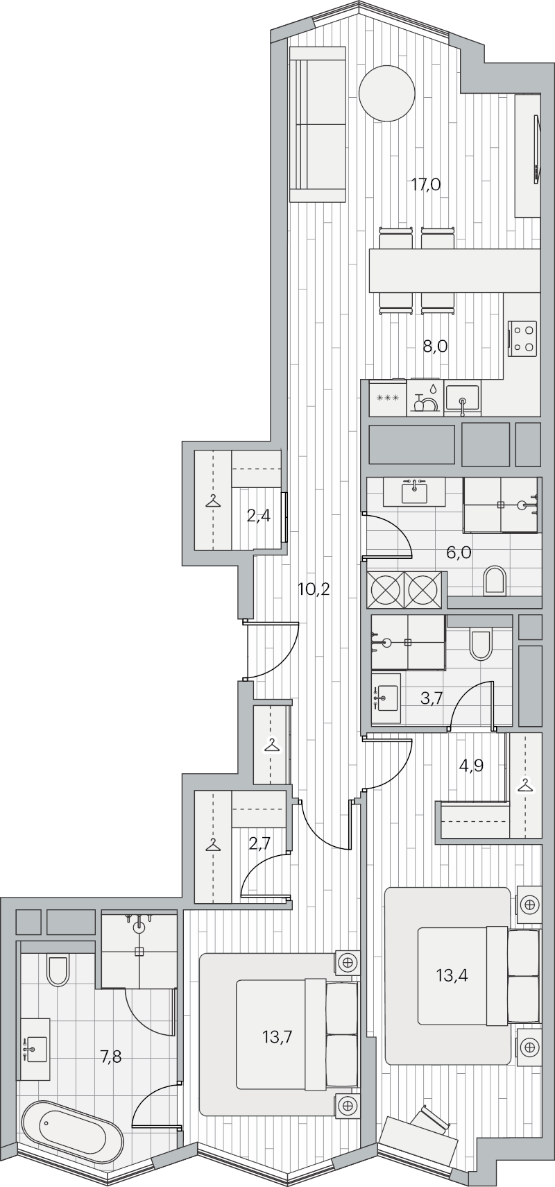 3 ккв (Евро) 90,8 м²