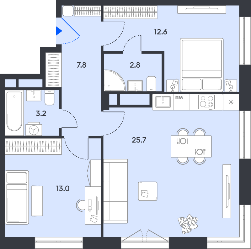 3 ккв (Евро) 65,1 м²
