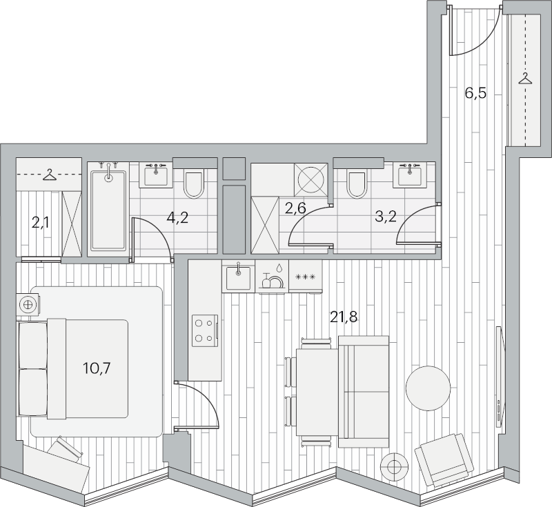 2 ккв (Евро) 50,9 м²