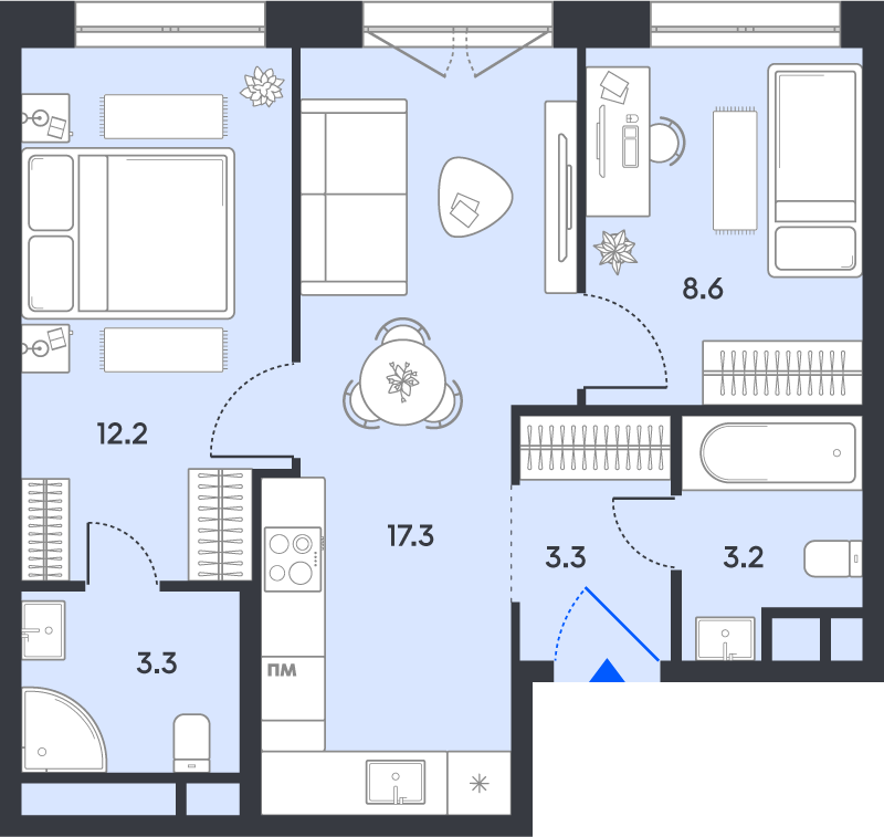 3 ккв (Евро) 47,9 м²