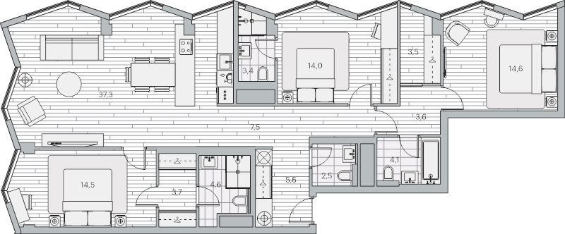 4 ккв (Евро) 117,3 м²