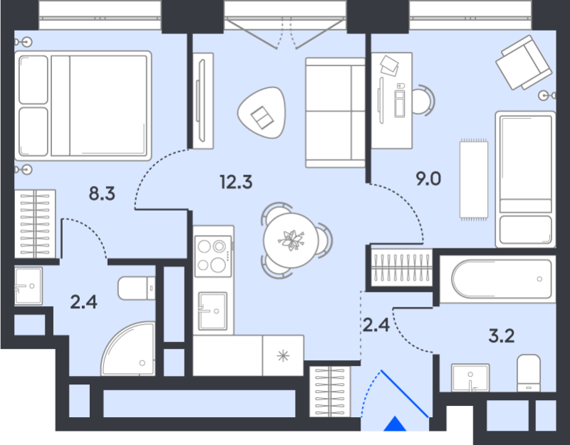 2 ккв 37,6 м²