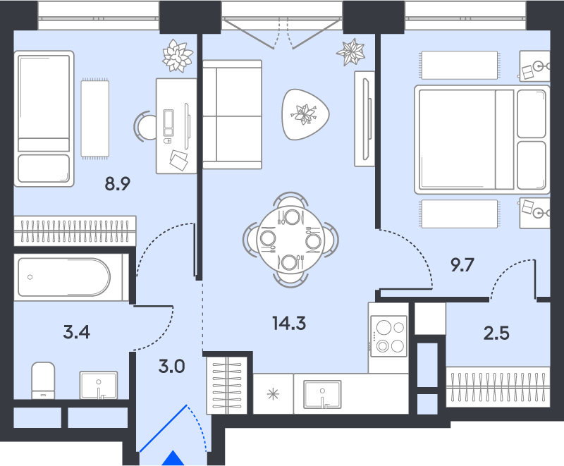 2 ккв 41,8 м²