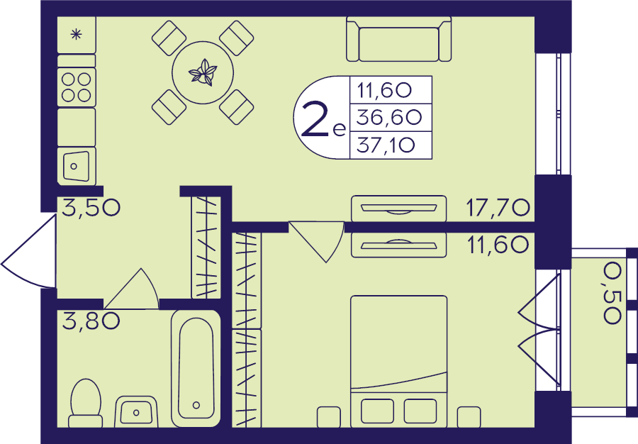 2 ккв (Евро) 37,1 м²