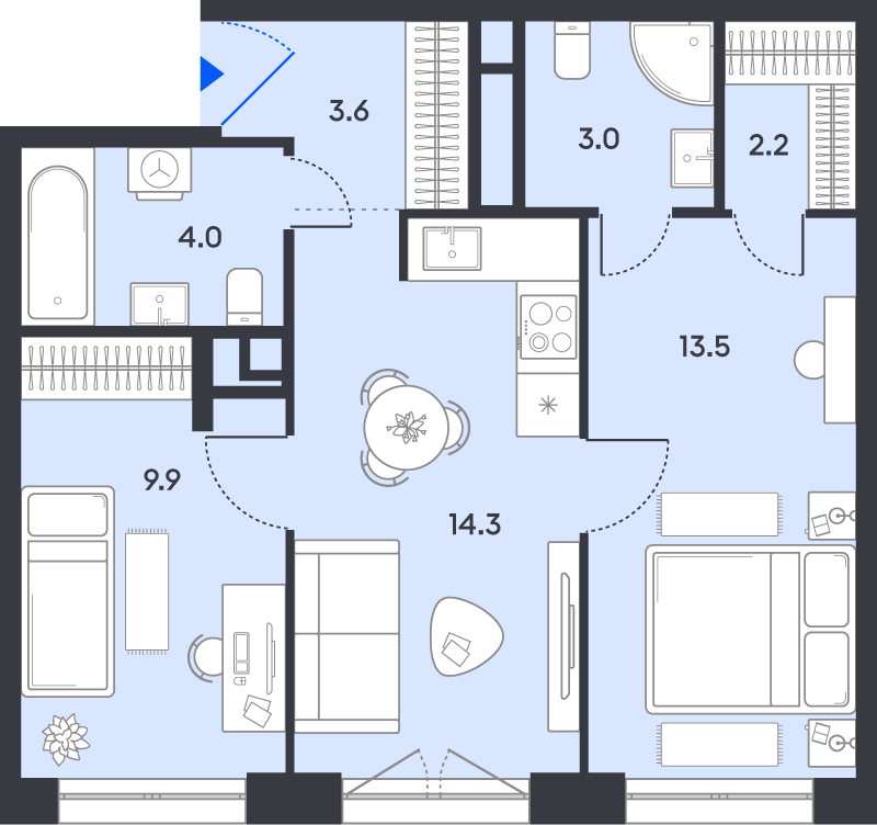 2 ккв 50,5 м²