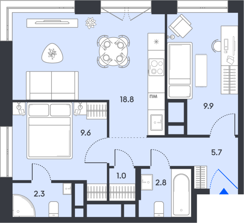 3 ккв (Евро) 50,1 м²