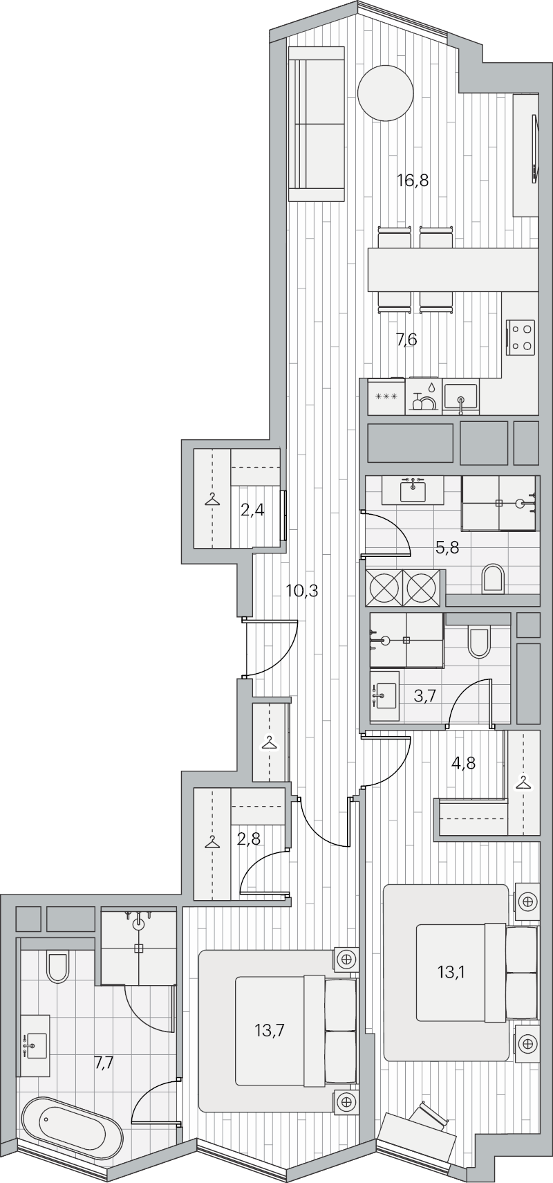 3 ккв (Евро) 91,3 м²