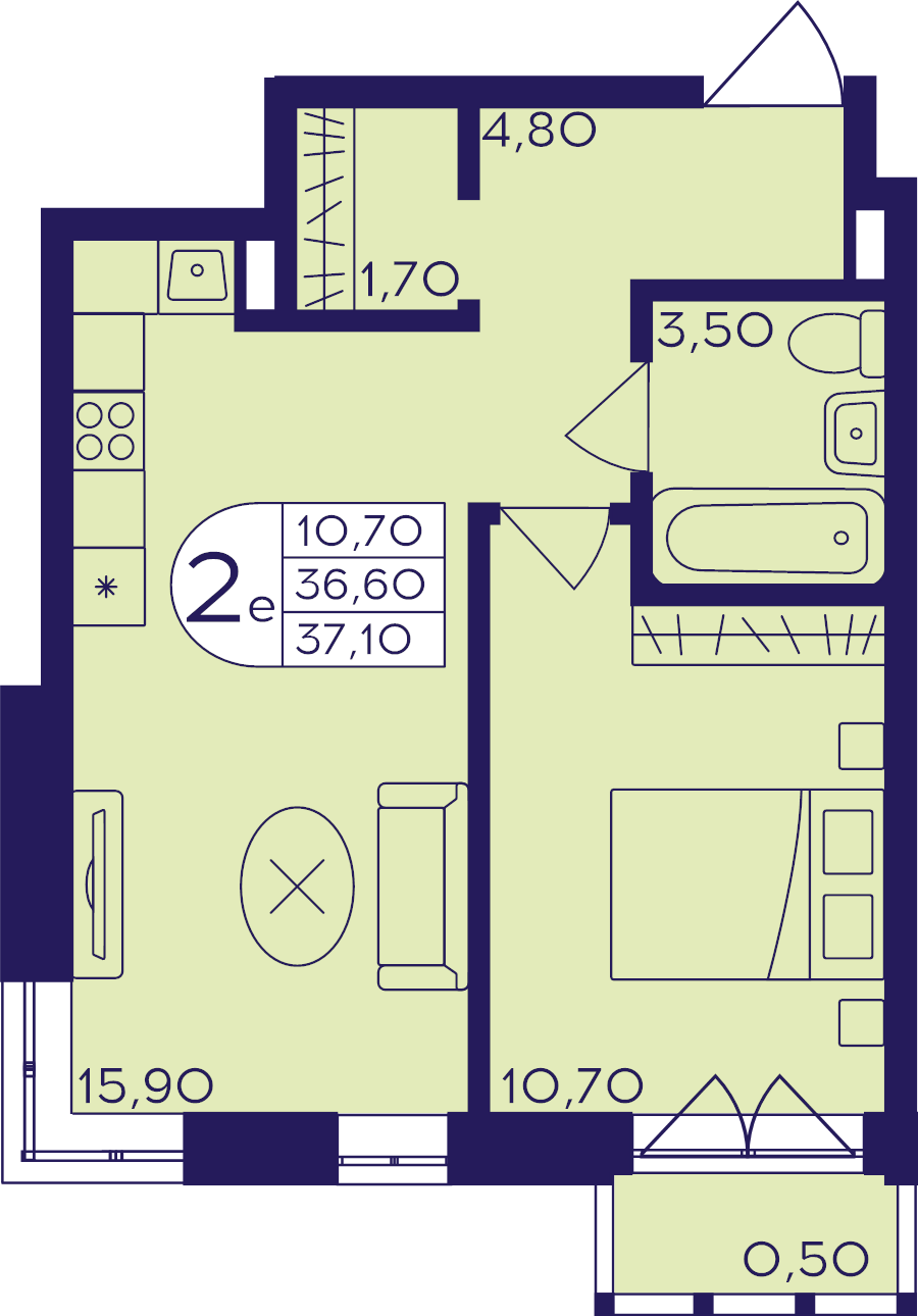 3 ккв (Евро) 37,1 м²