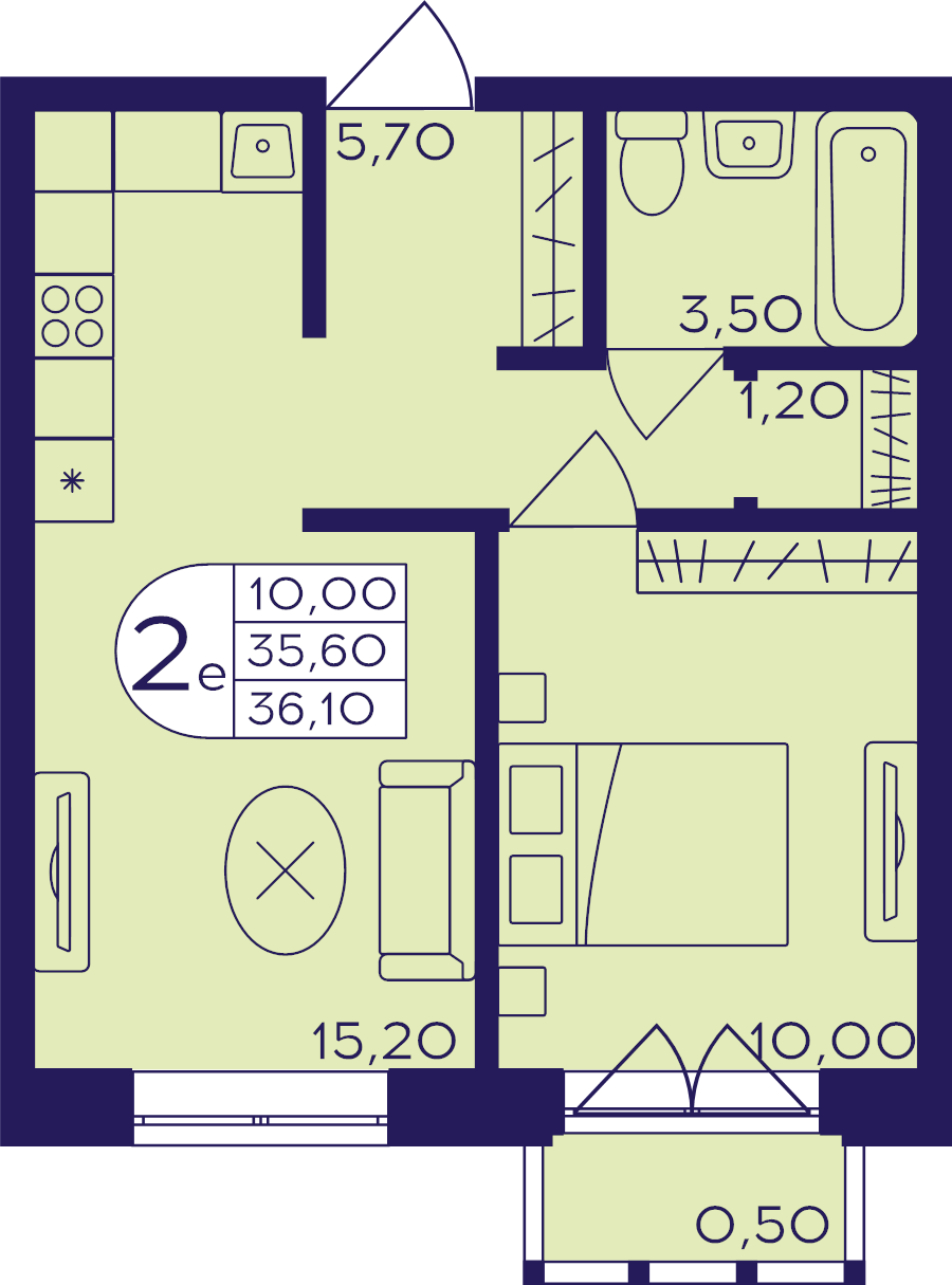 2 ккв (Евро) 36,1 м²