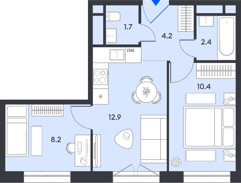 2 ккв 39,8 м²