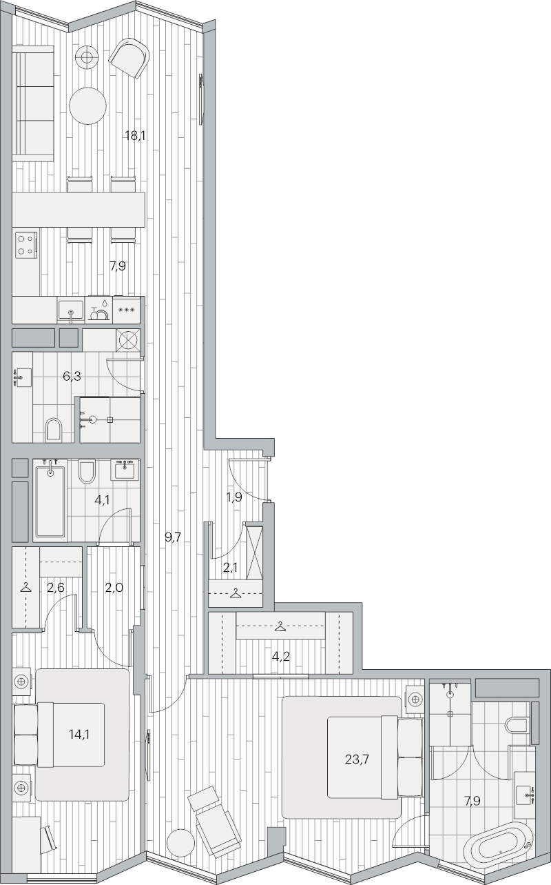 3 ккв (Евро) 106,7 м²