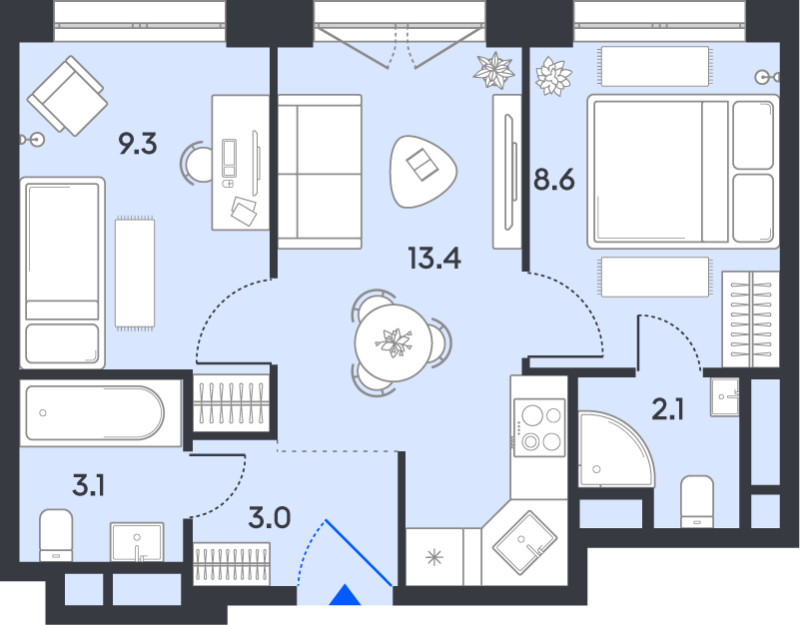 2 ккв 39,5 м²