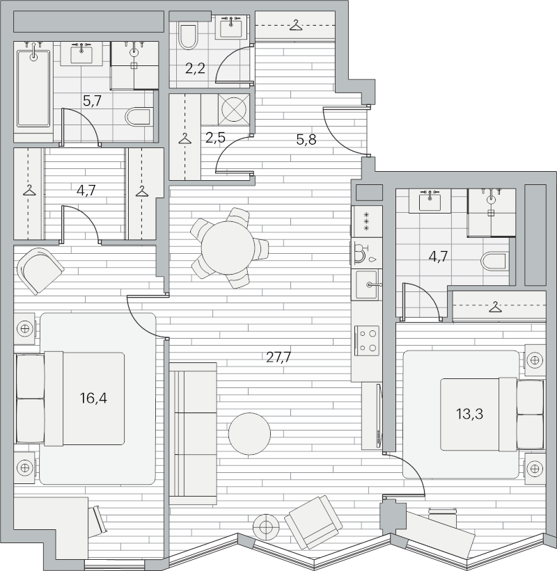 3 ккв (Евро) 83,5 м²