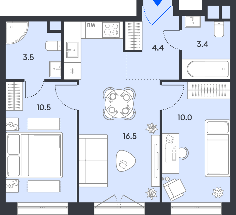3 ккв (Евро) 48,3 м²