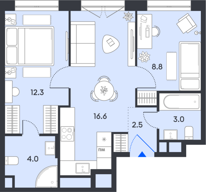 3 ккв (Евро) 47,2 м²