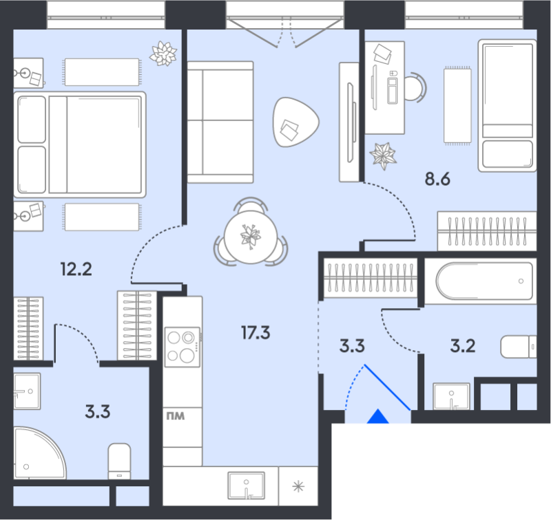 3 ккв (Евро) 47,9 м²
