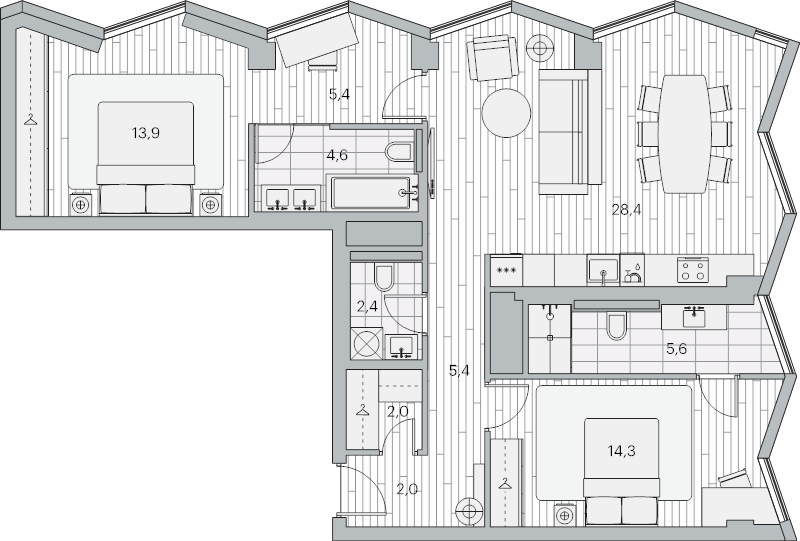 3 ккв (Евро) 85,2 м²